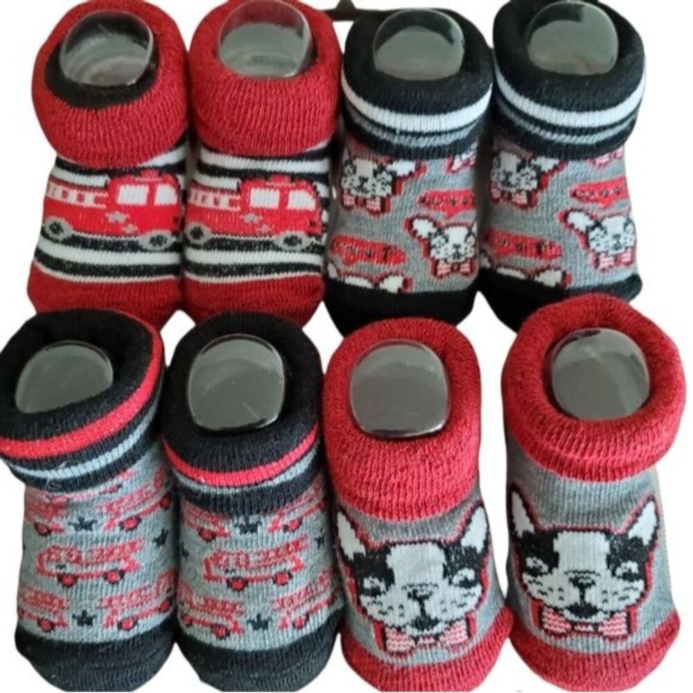 Infant baby boy Booties‎ 0-6 Months red color 4 pairs